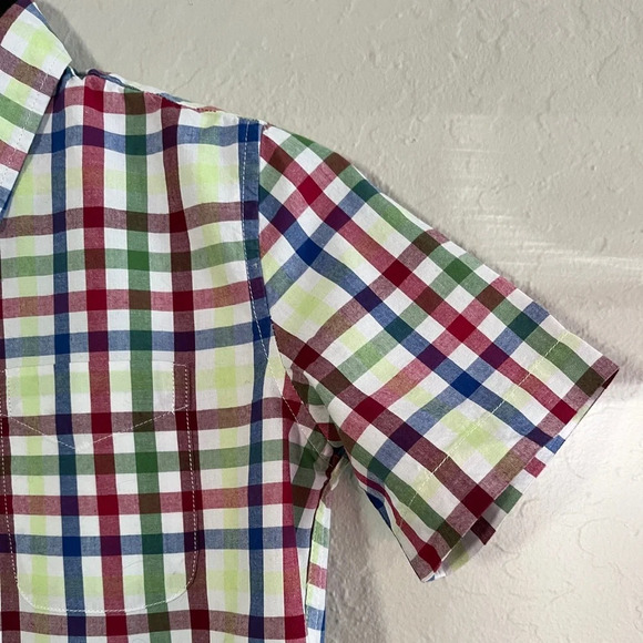 GAP Kids Poplin SS Button-Up Shirt, Multicolor Gingham Red/Yellow/Blue - Picture 7 of 7